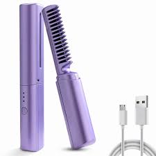 Mini Plancha de Pelo Inalámbrica y Cepillo Alisador