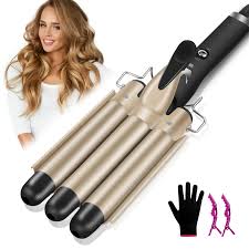 Ondulador Profesional de 3 Tubos con Temperatura Ajustable