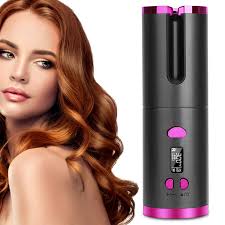 Rizador de Pelo Inalámbrico Automático con Pantalla LCD y Temperatura Ajustable